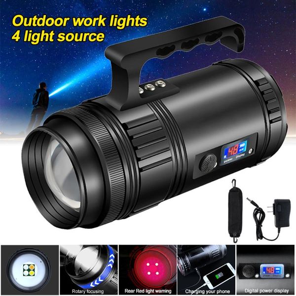 

other led lighting 50w high bright 4 color white blue yellow uv focusing t6 spotlight handheld searching work light fishing torch