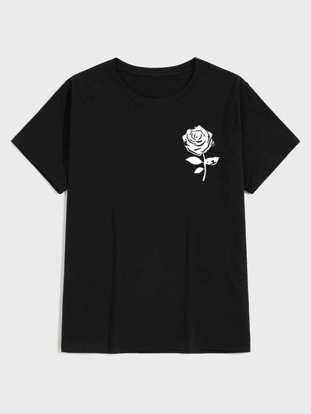 

men rose graphic short sleeve tee z7xr#, White;black