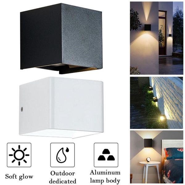 

sensor led wall lamp adjustable angle/waterproof indoor & outdoor aluminum light surface mounted cube garden porch