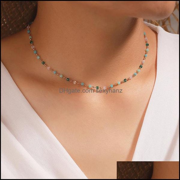 

pendant necklaces & pendants jewelry bohemian colorf bead chain choker necklace for women charm handmade party drop delivery 2021 1tpna, Silver