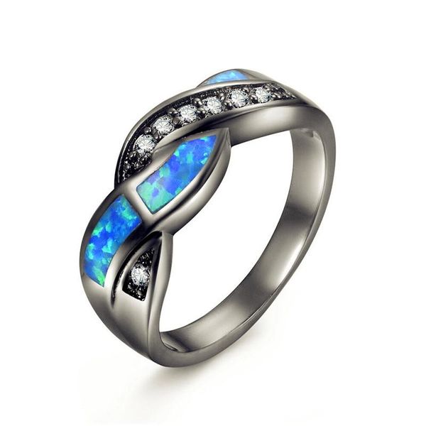 

wedding rings silver woman ring exquisite simple twist inlaid with round opal hand jewelry, Slivery;golden