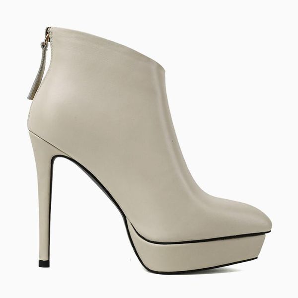 

boots autumn and winter fashion thin high heel pointed back zipper short black large women's