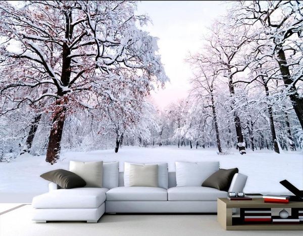 Tapeten 3D-Wandbild Tapete Po Benutzerdefinierte Winter Schnee Hintergrund Wand Home Dekoration