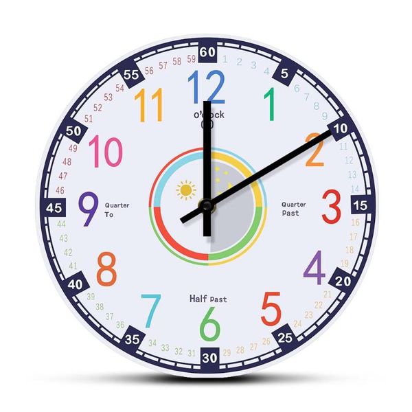 

wall clocks learning time educational clock for kindergarten preschool math activity silent non-ticking home decor kids