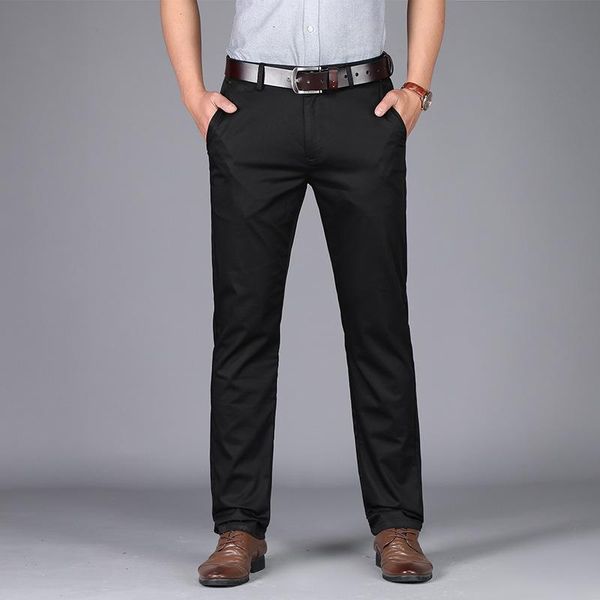 

men's pants men stretch straight business casual lightweight mens spring summer long trousers plus size 29-40 42, Black