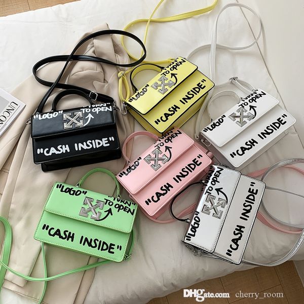 

graffiti letter kids handbags children letter printed small square bag baby boys girls candy colors change purse accessories wallet one shou, Black