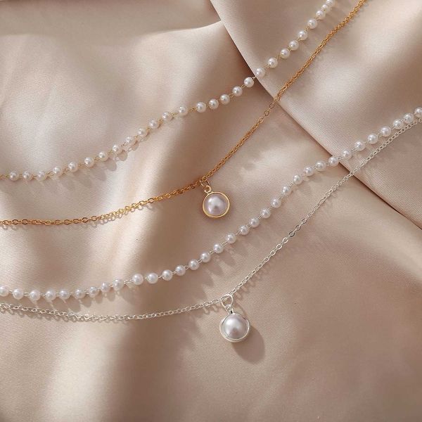 

double pearl necklace, Silver
