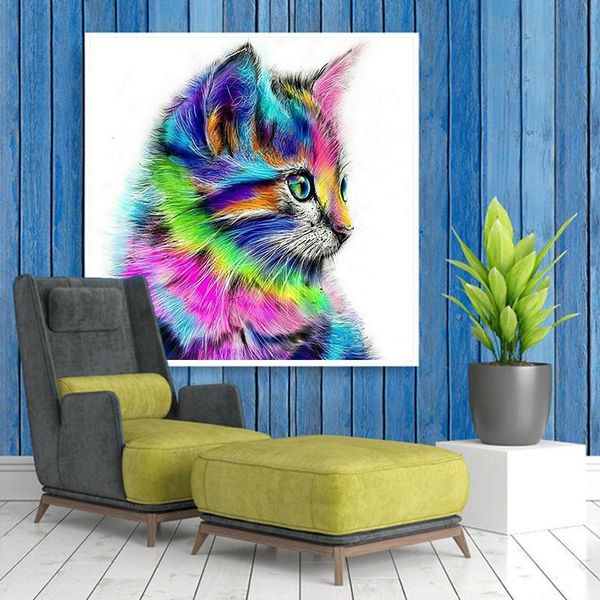 

paintings diy digital oil painting hand-painted decompression self-coloring living room decoration multicolor cat