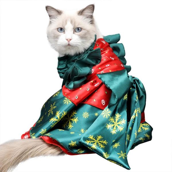 

cat costumes invwo christmas dress creative pet clothes turned funny cloak skirt