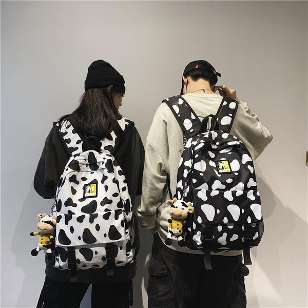 

fashion schoolbag female korean version original home ulzzang forest department girl canvas backpack versatile cow pattern school bags