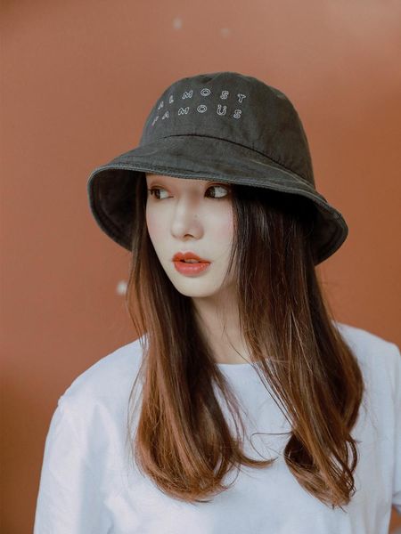 

cloches style without brim hat female summer lovely prevent sun young girl fisherman spring ssmmer letter soft cloth male b2021, Blue;gray