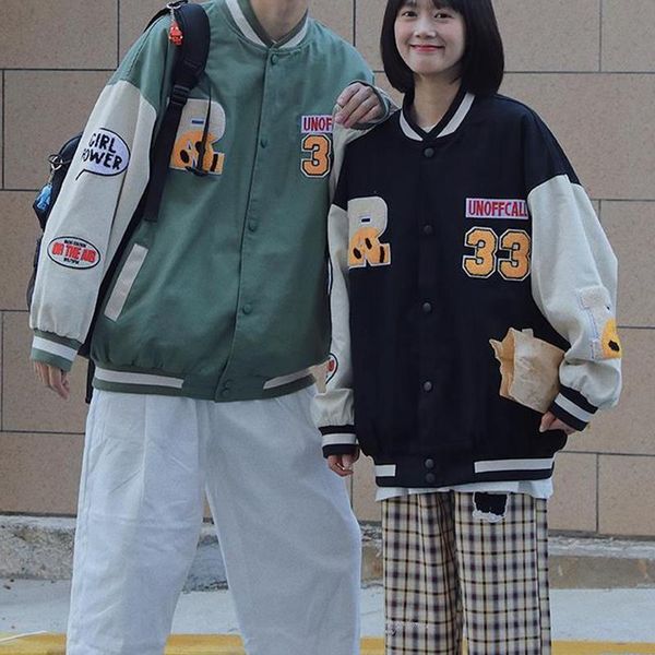 

women's jackets 2021 coat ladies and jacket couple college style cardigan baseball uniform zipper, Black;brown