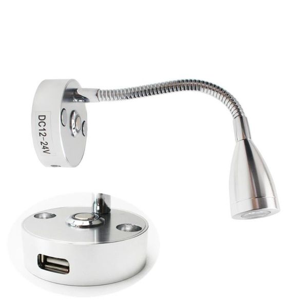 

rv boat led reading light dimmable flexible gooseneck wall lamp for truck motorhome yachts cabin with usb charger port