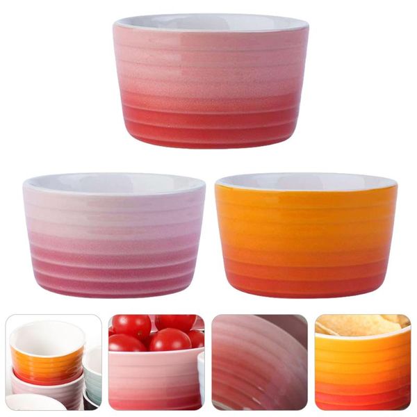 

bowls 3pcs durable ceramic bowl baking cooking pudding for home kitchen