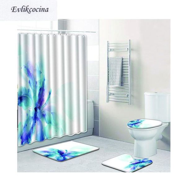 

bath mats 4pcs blue flower white banyo paspas bathroom carpet toilet mat set non slip tapis salle de bain alfombra bano