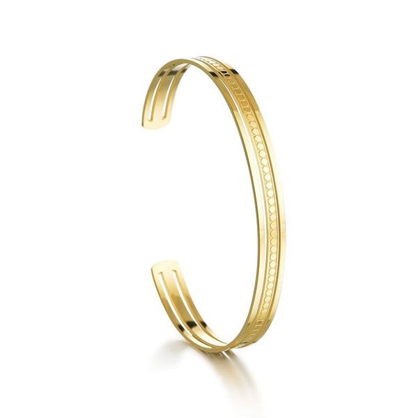 

bangle european style multi layers geometric cuff bangles for women men fashion gold color stainless steel open bracelet ethnic jewelry, Black