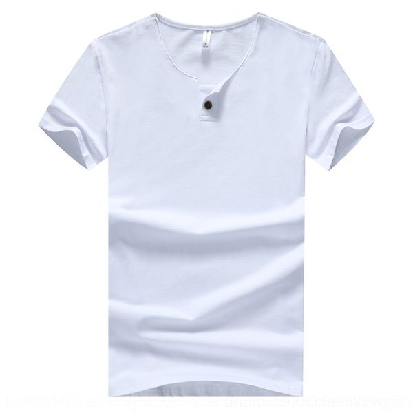 

4ldm short sleeve t-shirt clothes v-neck 2020 summer casual men's solid color clothes pure cotton youth one men's t-shirts) bu, White;black