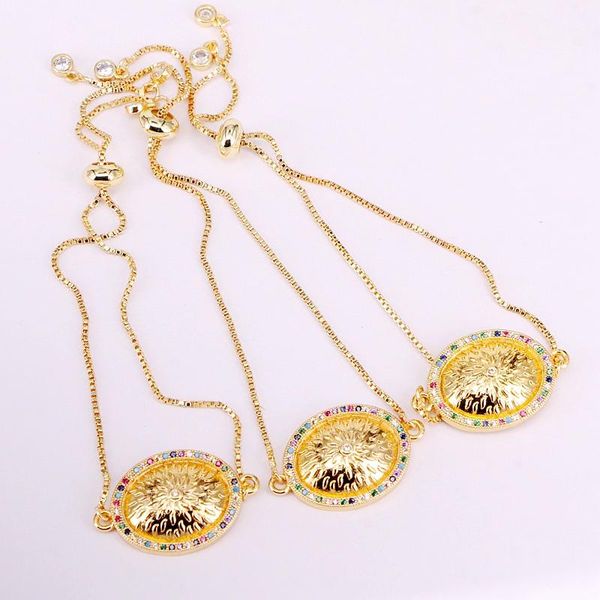 

link, chain 6pcs, rainbow fashion bracelets cz micro pave elegant crystal oval connector link in gold color, Black