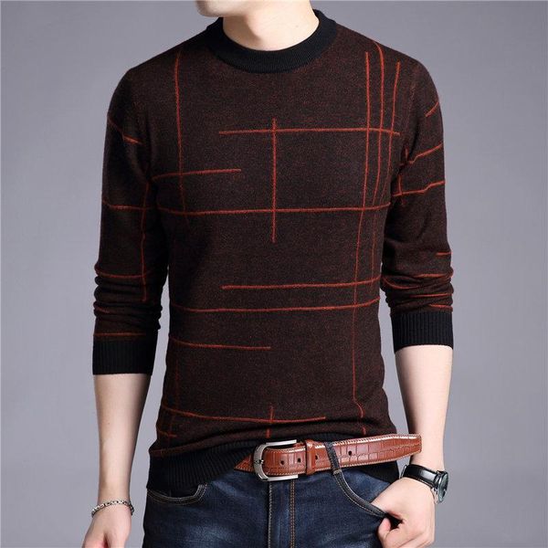 

men's sweaters fashion sweater o-neck pure cotton wool slim striped 3 colors 2021 spring and autumn street casual wear -3xl, White;black