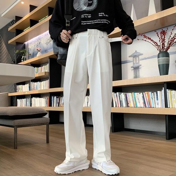 

men's suits & blazers khaki black white suit pants fashion business society mens dress korean casual wide-leg men straight trousers, White;black