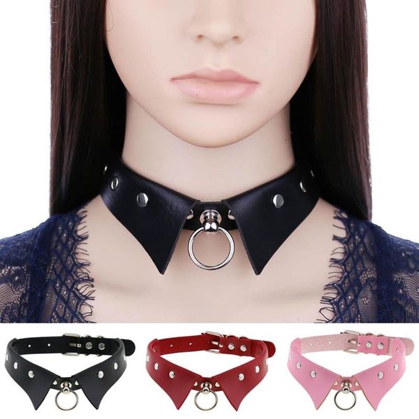

chokers european and american personality punk gothic leather collar necklace simple fashion ring clavicle, Golden;silver