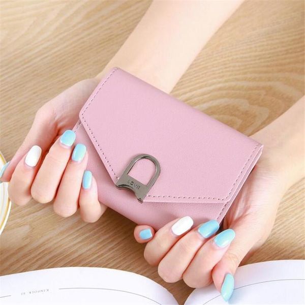 

ladies short wallet women's clutch bag solid color coin purse wallets, Red;black