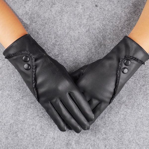 

five fingers gloves fashion women lady soft leather winter warm mitten xmas gift black keep apparel glove luvas moda feminina, Blue;gray