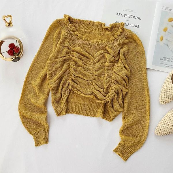 

women's sweaters 2021 korean spring autumn woman stitching long sleeve short thin knitted sweater square collar cc1089, White;black