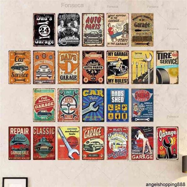 

plaque vintage dads garage retro metal tin sign garage car repair man cave wall art decora