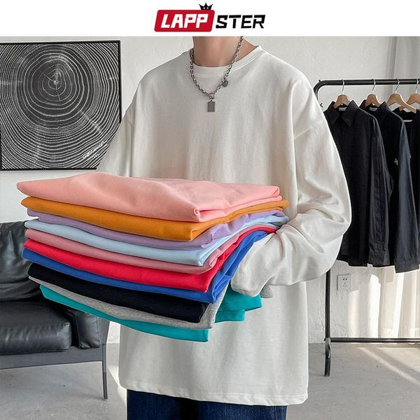 

men's sweaters lappster men solid streetwear harajuku 11 colors hoodies 2021 mens oversized causal kawaii male kpop y2k vintage, White;black