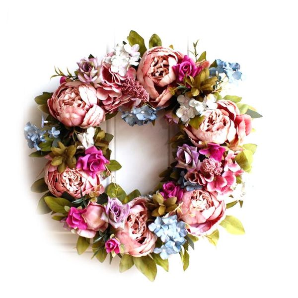 

wedding decor 40cm large artificial peonies wreath handcrafted for home party door decorative flowers & wreaths