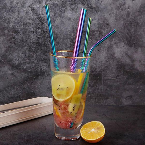 

drinking straws 6 pcs stainless drink set with carry box reusable straw bar accessories environmentally friendly products for you