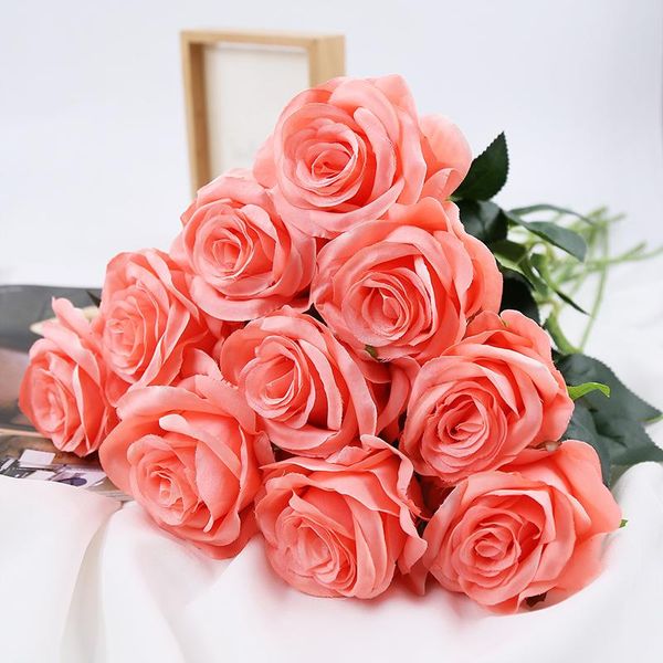 

decorative flowers & wreaths 10set artificial rose bouquet head with branch wedding valentine's day year christmas gift decoration