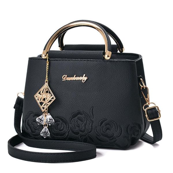 

evening bags flower embroideried small shoulder crossbody for women fashion trend pu leather women's handbag designer pendant rivet tot