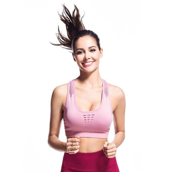 

women breathable sports bra absorb sweat shockproof padded athletic gym running fitness yoga clothing, White;black