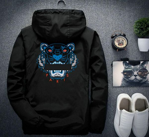 

wholesale 22 colour men women sports windbreaker jackets tiger head male jacket zippers up hooded coats luxuryed brands shipping selli, Black;brown