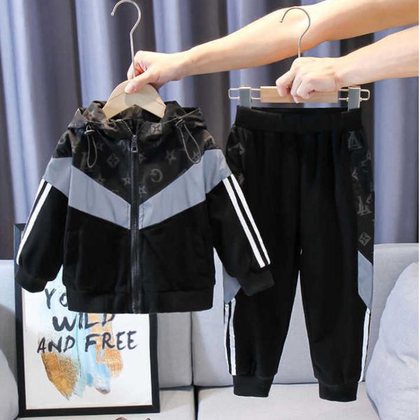 

kids boys' reflective hooded jacket coat and pants set 100-170cm children teenages two-piece outfifts fashion tracksuit sports casual o, White