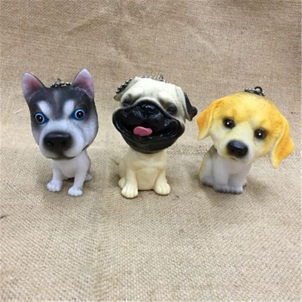 

keychains europe and the united states cute husky shar pei teddy dog key chain pendant simulation puppy bag hanging ornaments, Silver