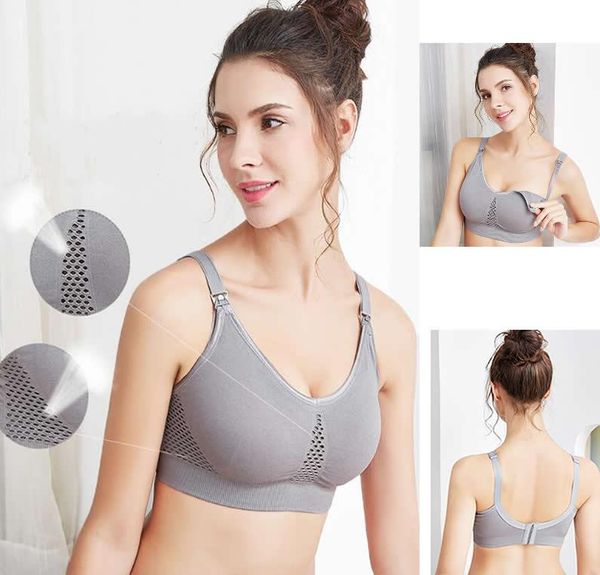 

maternity intimates womens seamless sleep nursing bra for breastfeeding clip down breathable bras with venting hole summer, White