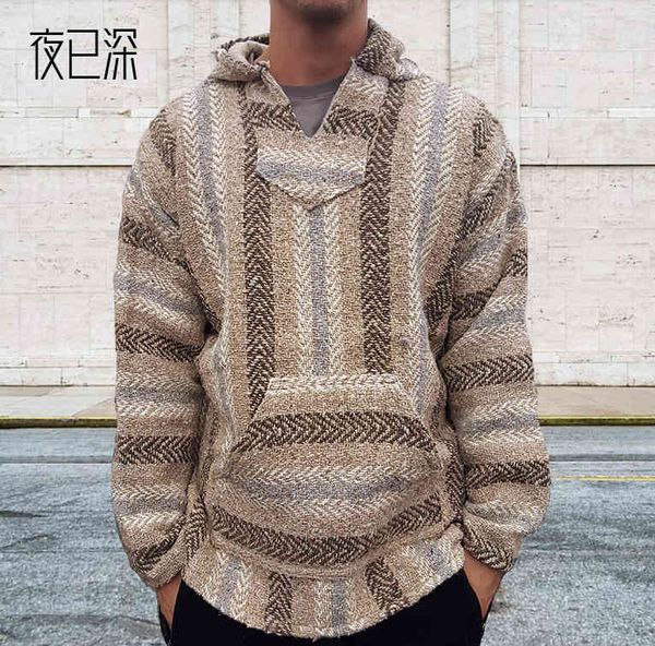 

hoodies autumn and winter 2021 hooded sweater men's coat striped top, Black