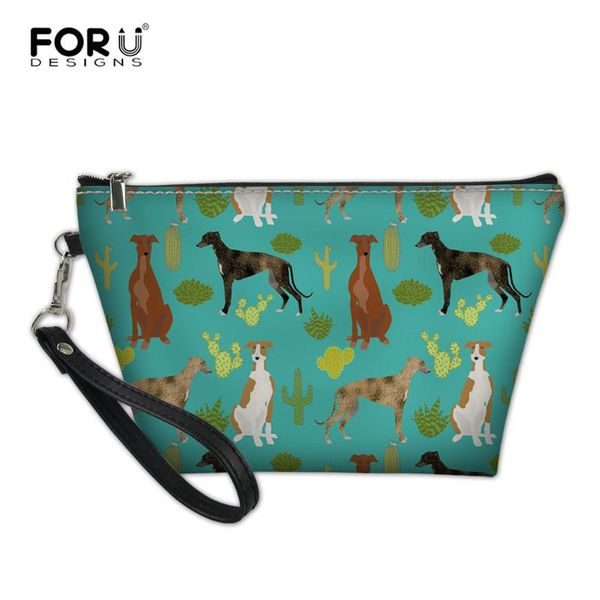

greyhounds and cactus printing cosmetic bag women leather travel portable neceser makeup organizer storage pouch bags & cases