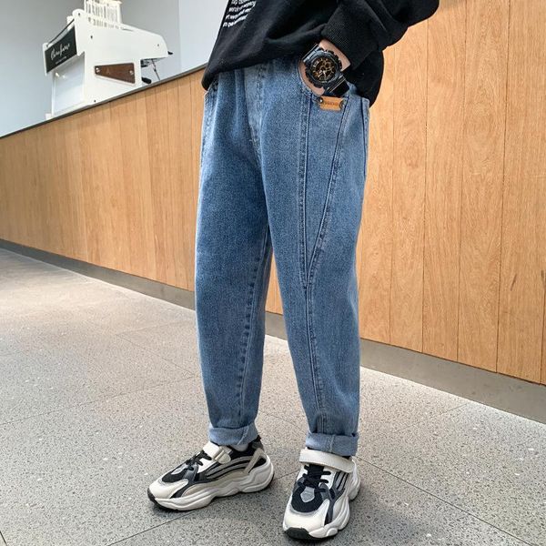 

jeans boys 3-13 years old cotton washed kids korean pants for baby leisure loose toddler, Blue