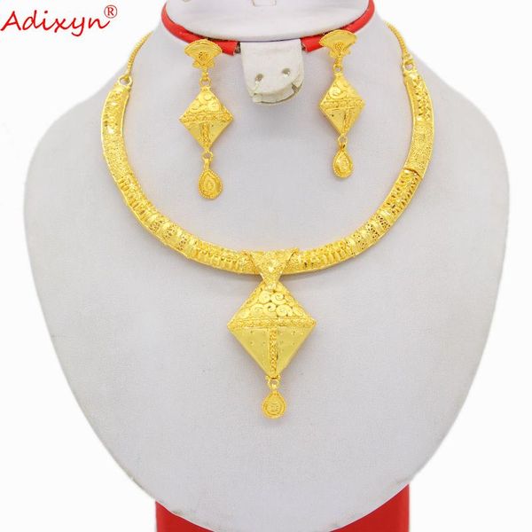 

adixyn african jewelry sets gold necklace earrings for women dubai 24k bridal wedding party gifts n04072 &, Silver