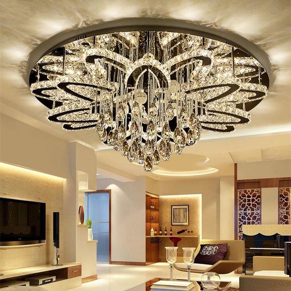 

modern luxury dimmable led chandelier living room lustre k9 cristal ceiling lighting chrome lamp fixtures chandeliers