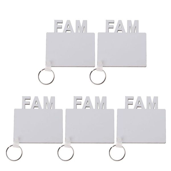 

keychains 5pcs blank mom dad family mdf sublimation heat transfer po wooden diy keyrings kit jewelry making, Silver