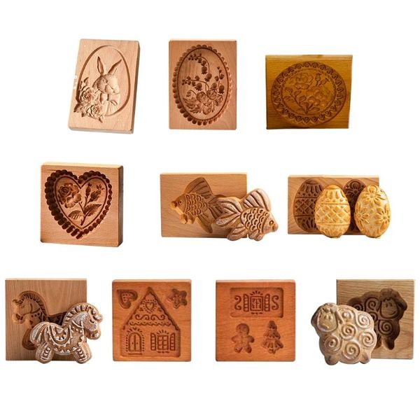 

baking moulds 3d wooden mold cookie biscuit press stamp molds exquisite vivid pattern horse christmas chalet shape