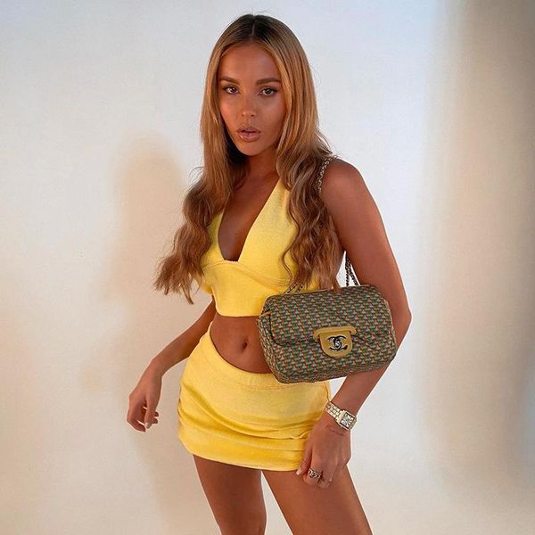 

women clothing sets summer 2021 fashion bandage backless mini skirts with skirt set two piece halter outfits women's tracksuits, Gray