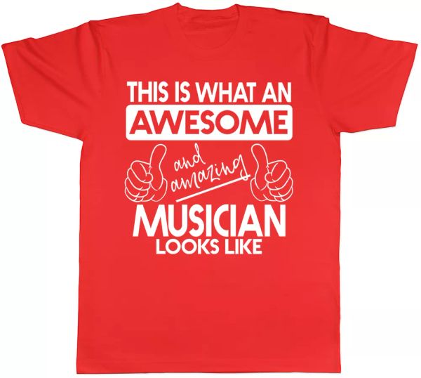 

this is what an awesome & amazing musician looks like mens short sleeve t-shirt, White;black