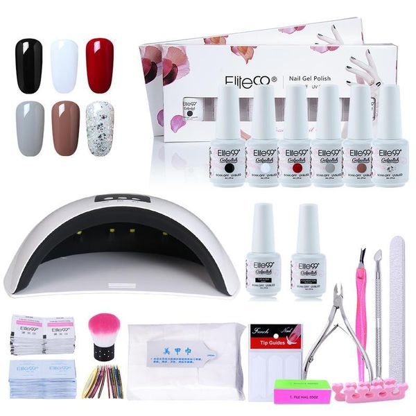 

nail art kits elite99 gel set with 36w uv led lamp dryer manicure tools 6pcs polish base coat for & kit