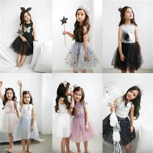 

summer girl swan dress children sleeveless soft yarn fashion girl's kid clothes e218 210610, Red;yellow